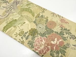 アンティーク　鳳凰に菊・牡丹模様織り出し丸帯（材料）